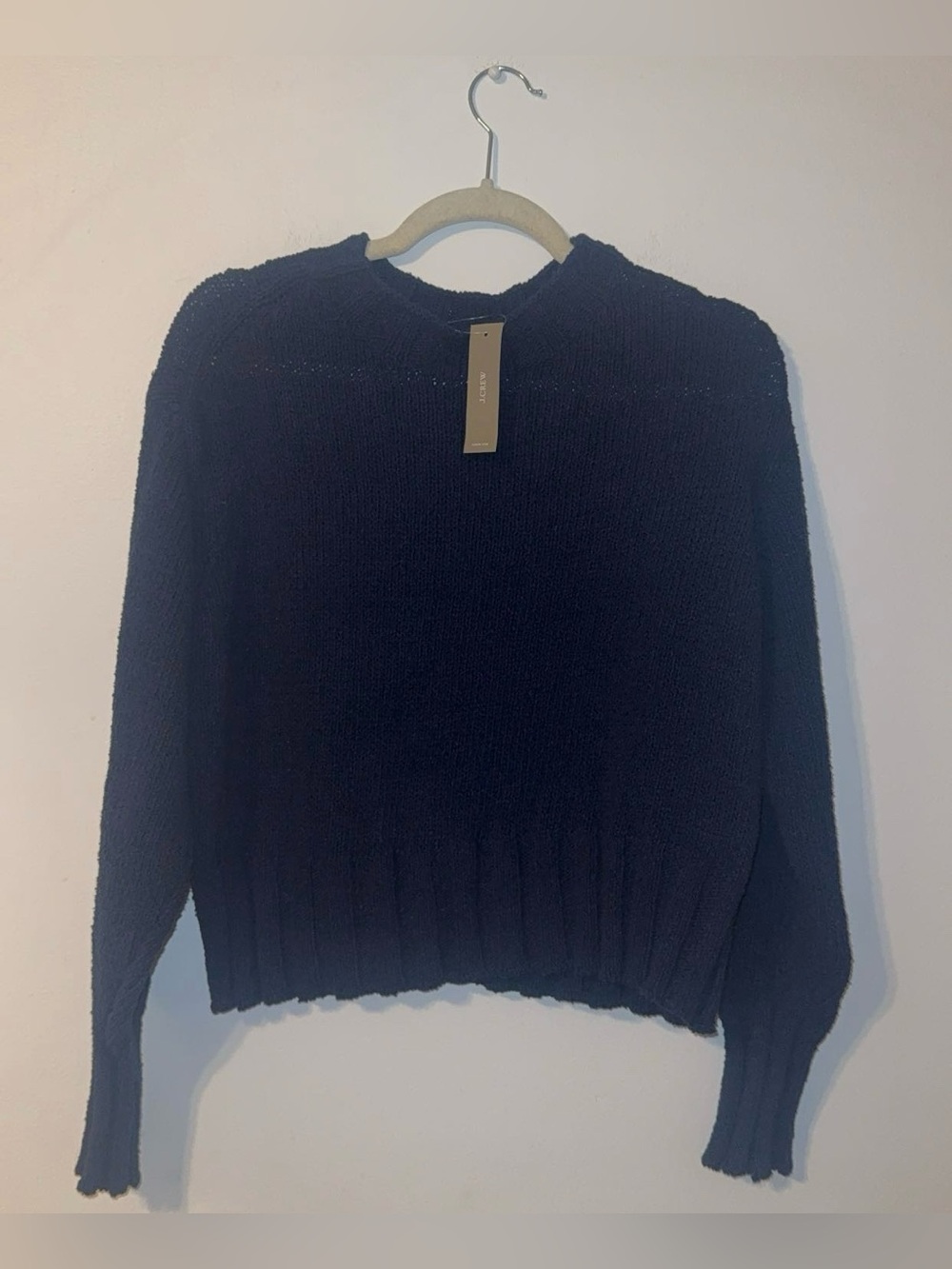 J Crew Woman’s Size XS Relaxed Long Sleeve Crewneck Beach Sweater Blue BX497 NWT
